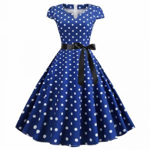 Robe Femme Rose,Robe Vintage Ann&eacute;es 50 Pin Up Swing El&eacute;gantes R&eacute;Tro Ann&eacute;E 50s Pin-Up Rockabilly Swing &agrave; Pois De Cocktail sans Manche F&ecirc;Te C&eacute;R&eacute;Monie Vintage (Anglekie, neuf)