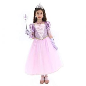 Sincere Party Déguisement de princesse Raiponce pour filles, Déguisement de jeu de rôle Raiponce avec accessoires 5-6 ans (SP Funworld, neuf)