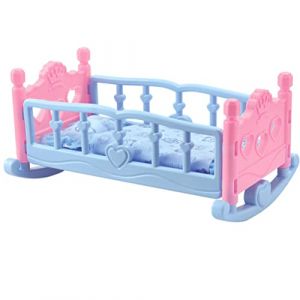 SAFIGLE lit Poupee à Barreaux：lit Poupee pour poupée de 35 cm Accessoires Poupon - PoupéE Princesse pour Fille, Jouet CréAtif en Plastique Et Tissu, Berceau pour Poupon BéBé, Jouet Enfant 2-5 Ans (Grand Di, neuf)