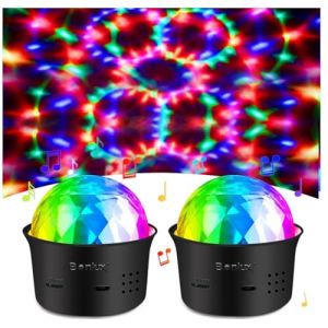 Bonlux Boule Disco 2 Pack,5 V Mini Portable Boule Disco,Lampe de Scène Projecteur,lumineuse, 360° Rotative,Boule Stroboscopique DJ, pour DJ, Club, Maison, Voiture, Bureau, Terrain de Camping (hewnmnsa, neuf)