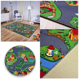 MDEKOR Tapis de jeu pour chambre d'enfant - Tapis de rue - 140 x 200 cm - Route de voiture pour garçons et filles - Grand tapis de jeu pour tout-petits - Tapis de jeu pour enfants - Tapis de jeu (trendyhome, neuf)