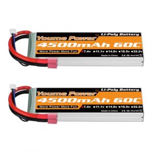 Youme Power 2S LiPo Batterie, 7.4V RC Batteries Lipo 4500mAh 60C avec connecteur Dean-Style T pour h&eacute;licopt&egrave;re RC Heli quadricopt&egrave;re h&eacute;licopt&egrave;re Multi-Moteur Passe-Temps Bricolage (SZHENIU, neuf)
