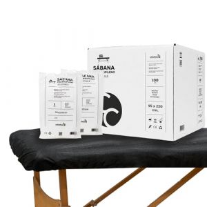 Lot de 50 Draps Élastiques 95x220 cm Noir Tissu Non Tissé | Drap Housse Jetable pour Table de Massage, Spa, Beauté, Tatouage | Drap Examen pour Professionnels (OBLAIT, neuf)