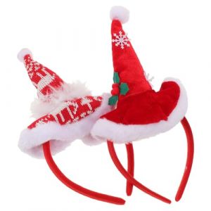 VALICLUD 2pi&egrave;ces Chapeau Bibi de P&egrave;re No&euml;l Bandeau Rouge et Blanc Peluche Accessoire Cheveux Festif pour Soir&eacute;es Pulls Moches et Cosplay (Cedongh, neuf)