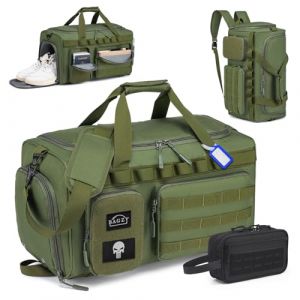 BAGZY Sac de Sport Homme 40L Sac de Voyage Tactique Militaire Imperm&eacute;ables Sacs Equitation avec Compartiment &agrave; Chaussures pour Voyage Sport Fitness Weekender Camping avec Trousse de Toilette Vert (BAGZY, neuf)