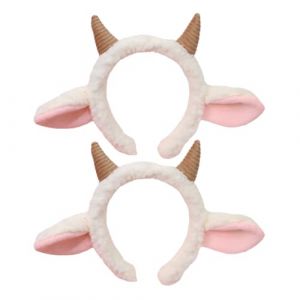 Holibanna Lot de 2 bandeaux avec oreilles de mouton - Bandeau de chèvre - Bandeau en corne de mouton - Bandeau pour animaux de zoo - Accessoires pour poils d'animaux, oreilles de mouton - Bandeau (Qiysangi, neuf)