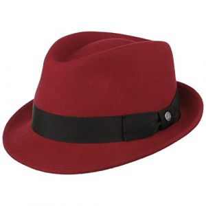 Lierys Chapeau Classic Wool Trilby Femme/Homme - Made in Italy en Feutre de Laine Fedora avec Ruban Gros Grain Printemps-ete Printemps Ete Automne Hiver - S (54-55 cm) Rouge Fonce (Chapeaushop, neuf)