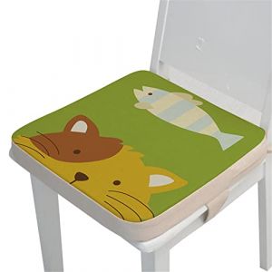 Chickwin Coussin Rehausseur Chaise Enfant, Chaise Haute Bébé Portable Réhausseur Coussin de Siège Ajustable Démontable Confortable Eponge Coussins pour Salle à Manger (chat,40x40x5cm) (chickwing, neuf)