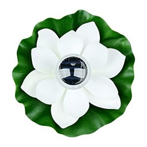 Lychee Lanterne Solaire Lotus pour Extérieur,Lumières de Piscine Flottantes Lumières Solaires LED RGB Fleur de Lotus Lampe Flottante étanche pour Bassin/Jardin/Piscine/Fontaine/Aquarium (Blanc) (Lycheer, neuf)