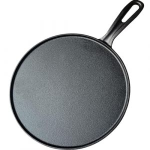 La Cuisine 28 cm Tawa Roti Dosa Comale Cr&ecirc;pe Pan Plaque &agrave; Pizza en fonte, rev&ecirc;tement pr&eacute;-assaisonnement, adapt&eacute; au four, sans PFOA et PTFE (La Cuisine for life, neuf)