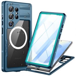 Focusor Coque pour Samsung Galaxy S25 Ultra &Eacute;tanche Compatible avec MagSafe [IP68 Imperm&eacute;able] 360 Indestructible Antichoc Integral Antipoussi&egrave;re Waterproof Etui Protection pour S25 Ultra 5G, Bleu (Focusor FR, neuf)