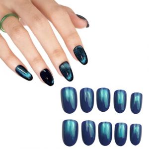 SIVZUMO 24 pcs Vernis Autocollant UV, Oeil de Chat Bleu Autocollant Ongle Gel UV, Film pour Ongles Autoadhésif, Gel Nail Stickers, Autocollants et Pochoirs Pour Nail Art autocollant ongle gel uv (WANG BB, neuf)