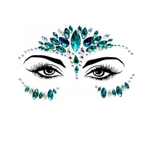YT36 Tatouage en cristal vert pour le visage, paillettes, tatouage, tatouage temporaire, festival, musique, f&ecirc;te, yeux brillants, bijoux corporels (SIXIANduoxiao, neuf)