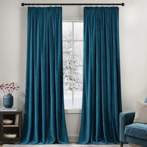 MIULEE Rideaux Velours avec Galon Fronceur 140x225 CM Lot de 2, Belle Luxueux Semi-occultant Rideaux Velours Bleu, Moderne Rideau Salon Chambre Fenetre, Epais Rideau Velours Thermique (MIULEE HOME, neuf)