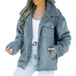 Cocila Veste Polaire &eacute;Paisse En Velours C&ocirc;Tel&eacute; Pour Femmes Couleur Unie Col Peluche Hiver Manteau Rembourr&eacute;E (Bu1 S) Blousons Saharienne Running Jean Homme Polaire Longue (CHOHJIA, neuf)