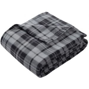 Adore Home Un Jeté Doux et Chaud 120x150cm / 150x200cm Imprimé en Laine Polaire pour Couverture Canapé lit pour Voiture de Voyage - 120x150cm, Carreaux Gris (Adore Home, neuf)