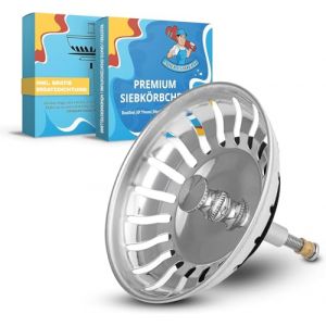 ABFLUSSHELD Panier d'&eacute;vier 79mm - Tamis d'&eacute;vier en INOX - Tamis d'&eacute;vier avec Bouchon - Aussi pour &eacute;vier Blanco Pi&egrave;ce d&eacute;tach&eacute;e - Tamis d'&eacute;vacuation &eacute;vier de Cuisine r&eacute;glable en Hauteur (amalix GmbH, neuf)