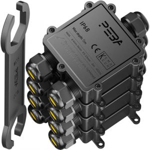 PEBA Boîte de dérivation étanche IP68 - Etanche Boîte de Jonction - Boîtier de raccordement électrique 3 voies pour câble de Ø4-14mm - Connecteurs de Câbles Étanches,Parfait pour câble extérieur,Noir (PEBA-EU, neuf)