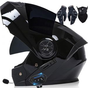 Letetexi Casque Moto Modulable Homologu&eacute; ECE Homme Et Femme Bluetooth Flip Up Casque Moto avec Double Visi&egrave;re pour Anti-Collision Casque Scooter Casque Integral Modulable pour Locomotive (Casque Letetexi, neuf)