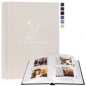 Lanpn Album Photo Scrapbooking, OUR MEMORIES Petit Lin DIY Album 100 Pages Blanches Avec S&eacute;parateurs de Cellophane, Pour Photos 9x13 10x15 13x18cm (Beige, 19x27 cm) (BILLIONRVL, neuf)