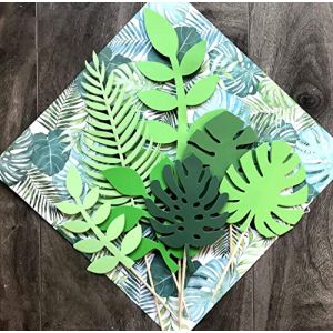 JeVenis Feuilles Tropicales G&acirc;teau Topper G&acirc;teau De Mariage Tropical G&acirc;teau De Verdure Feuille De Palmier G&acirc;teau Topper pour Jungle Th&egrave;me F&ecirc;te D'anniversaire D&eacute;cor Safari Decor (JeVenis Party, neuf)