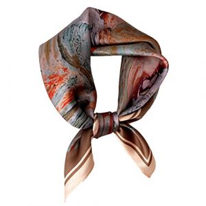 Aufeel Petit foulard carrée 100 % pure soie de mûrier pour femme, Foulard en soie, 53 x 53 cm, Thé au lait., Small (TechGeniusDepot, neuf)