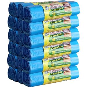 CSC - Sac Poubelle 110L avec Lacets, 240 Pi&egrave;ces, Sac Tri S&eacute;lectif Int&eacute;rieur et Ext&eacute;rieur 70x110cm, Anti-Goutte et Anti-Perforation - Sacs &agrave; D&eacute;chets Grands et R&eacute;sistants, 24 Rouleaux, Bleu Clair (C.S.C. SOC. COOP., neuf)