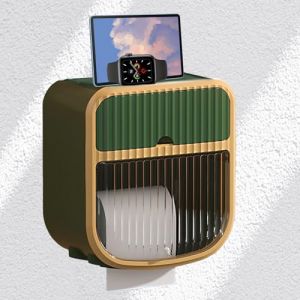 Tissting Porte-Papier Toilette, Distributeurs De Papier Toilette Muraux avec Tiroir, Bo&icirc;te Porte-Rouleau De Papier Toilette en Plastique Autocollant pour Salle De Bain, Cuisine, Salon(Vert) (Auppicio, neuf)