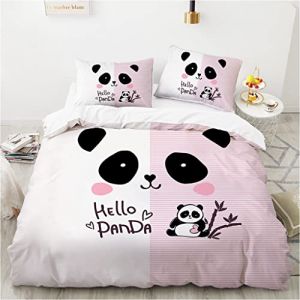 Wintdeer Housse de Couette Panda Géant,Parure de Lit 1 Personne,Housse de Couette Enfant,Doux et Confortable,Housse Couette 140x200cm avec 1 Taie d'oreiller 65x65cm,Panda#A3 (WINTDEER, neuf)