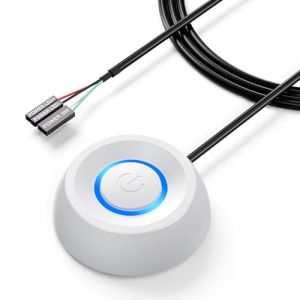 Momowin Ordinateur de Bureau Bouton D'Alimentation Externe, Cable 1.8m Bouton Power PC, Commutateur D'Ordinateur de Bureau pour Cybercafé, Maison, Bureau, éCole (blanc) (JUN SILVER E-COMMERCE SHOP, neuf)
