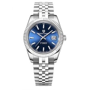 Pagani Design Montre Automatique pour Homme Mouvement Japonais Boîtier en Acier Inoxydable Verre Saphir Cadran Or Montre de Luxe PD 1645(Argent Bleu) (PAGRNE DESIGN Watches, neuf)