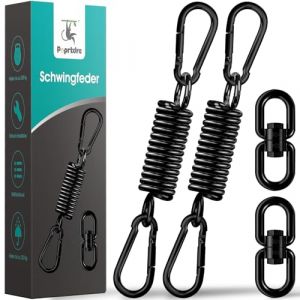 Lot de 2 ressorts oscillants en acier - Charge maximale : 250 kg - Pour fauteuil suspendu - Avec 2 mousquetons - Ressort de suspension - Crochet pivotant à 360° - Pour hammock - Noir (Poprkdre EU, neuf)