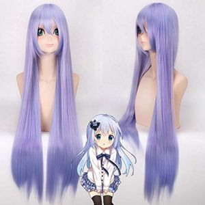 GHK 100 cm Noir Butler 2 Hannah Annafellows Cosplay Perruque Avec Bangs Cheveux Synthétiques Raides Lumière Pourpre Longue Femme Perruques Pour La Fête (good stuff A, neuf)