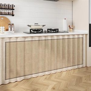 Liveinu Rideaux Armoire pour Armoire de Cuisine, Salle de Bain, Rideau Anti-poussi&egrave;re pour &eacute;tag&egrave;res, Rideaux sous l'&eacute;vier, Installation Crochet et Boucle, Brun, 70x50cm (istaZ EU, neuf)