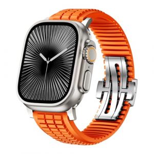 SEURE FKM Bracelet pour Apple Watch Ultra 2/1 49 mm, S&eacute;rie 10 46 mm, S&eacute;rie 9/8/7 45 mm, S&eacute;rie SE2/6/SE/5/4 44 mm, S&eacute;rie 3/2/1 42 mm, Business Sport, Bracelet de rechange en caoutchouc fluor&eacute;, pour (SEURE-WATCH, neuf)