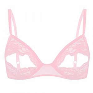 Alvivi Femme Soutien-Gorge Push Up Bra Lingerie Dentelle Transparent Brassi&egrave;re Redresse-Sein Nu sous V&ecirc;tement Lingiere Erotique S-5XL Rose M (Acfunny-eu, neuf)