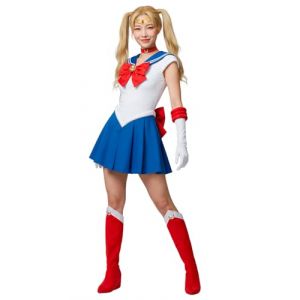Funidelia D&eacute;guisement Officiel de Lune - Sailor Moon pour femme, Comprend robe, collier, tiare, gants et couvre-bottes, Anime, Cosplay - Tenue pour adultes pour Carnaval et Halloween - Taille XL (Funidelia FR-BE-LU, neuf)