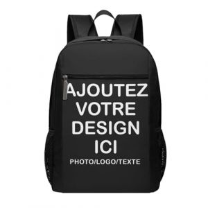 Sac &agrave; dos personnalisable &ndash; personnalis&eacute;e Avec Photo Texte Image ou logo &ndash; personnalis&eacute; sac a dos l&eacute;ger pour &eacute;tudiants, voyages, camping & rentr&eacute;e scolaire (custom your idea, neuf)
