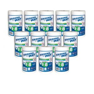 DSTOCK60 - Lot de 12 bobines essuie-tout multi usage maxi compact - 1 Rouleau=4 rouleaux - Bobine essuie main gaufre devidage central - 3 plis pure ouate - Qualité premium - Agréés contact alimentaire (DSTOCK60, neuf)