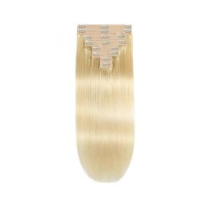 Extensions de cheveux à clipser Extensions de cheveux à clipser Extensions de cheveux humains à clipser Extensions de cheveux blonds à clipser #613 Blond décoloré double trame 8 pièces Extensions de c (furuiouzhouya, neuf)