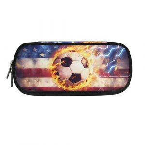 xixirimido Trousse à crayons pour enfants avec fermeture éclair pour fournitures scolaires, Ballon de football drapeau américain, Taille unique, Organiseur de sac (JUNYANSTORE, neuf)