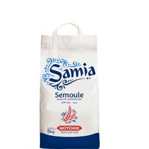 SAMIA &ndash; Semoule Moyenne Id&eacute;ale pour Couscous et Recettes Savoureuses, Sac Pratique 5 kg L'unit&eacute; (Franc shopping, neuf)
