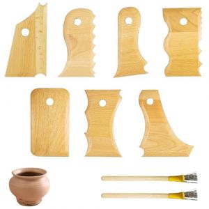 Ensemble de 9 Pi&egrave;ces Outils Poterie, Bois de H&ecirc;tre Kit Poterie, Kit Poterie Adulte, Outil Poterie pour L'&eacute;barbage des Poteries, Outils de Coupe de Poterie, Poterie Outils de Sculpture (9) (Yeechese, neuf)