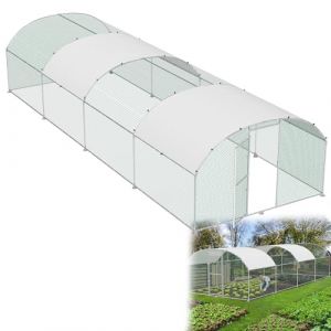 HENGMEI - Poulailler 300 x 800 x 200 cm - Parc &agrave; poules - Cages pour petits animaux - Voli&egrave;re en acier galvanis&eacute; avec toit en PE - Parc ext&eacute;rieur avec serrure - Poulailler &agrave; toit en d&ocirc;me (Tendabin, neuf)