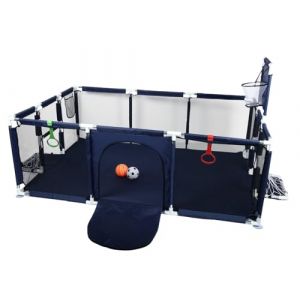 OHMG Parc Bebe, Avec 2 Anneaux Pour B&eacute;b&eacute;+ Balles,Parc Bebe Pliable Parc Pour B&eacute;b&eacute; Grande Avec Filet Respirant Et Fermeture &eacute;clair,Int&eacute;rieur&Ext&eacute;rieur,Basketball Rack (Cacher le bleu-180 * 120 * 66cm) (jusiZL, neuf)