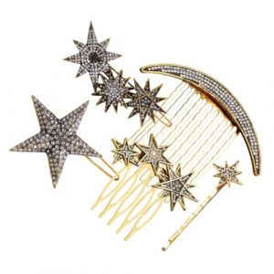 Mikikit Peigne &agrave; Cheveux avec Pince Lat&eacute;rale Barrette &Eacute;toile Accessoire Coiffure Mariage Peigne Barrette D&eacute;corative Pinces Cheveux Lat&eacute;rales (Famidago, neuf)