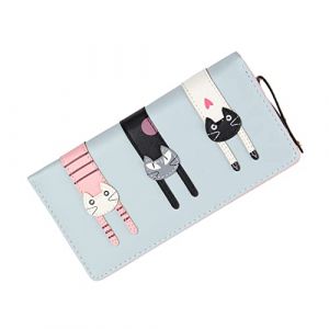 EVEOUT Portefeuille Long Femme Faux Cuir Portefeuille &agrave; Deux Volets Mignon Sac d'argent Court avec Porte-Monnaie Titulaire de la Carte Bleu (EVEOUT, neuf)