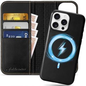 Shieldon Coque Détachable pour iPhone 16 Pro Max 5G, Etui Cuir Véritable Portefeuille 2 en 1 Housse Anti-Choc Folio Magnetique [RFID Blocage] pour iPhone 16 Pro Max (6,9 Pouces 2024) - Noir Rétro (TG-Global FR, neuf)