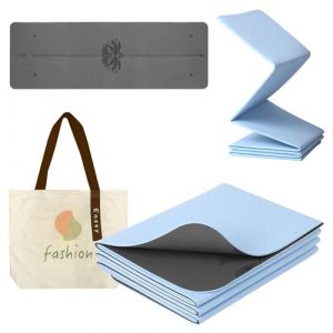 Enssy Tapis de voyage pliable et antidérapant en polyuréthane + TPE, 173 x 61 x 0,4 cm, léger et pliable pour le voyage, tapis de yoga pliable avec sac de transport, exercice, pilates (Enssy FR, neuf)