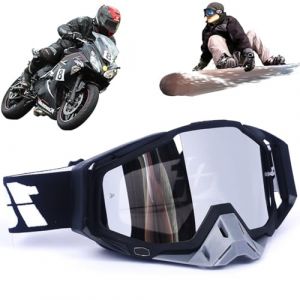 Lunettes de motocross, coupe-vent, anti-poussi&egrave;re, lunettes de ski, lunettes de motocross, lunettes de ski UV, anti-bu&eacute;e, lunettes de ski hors route, pour cyclisme, ATV, UTV, film noir et argent&eacute; (Hanasy, neuf)